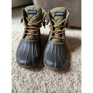 Sperry‎ Top-Sider Duck Boots Waterproof Quilted Olive Green Ankle Boots 8.5